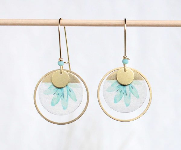 boucles oreilles rondes vert turquoise