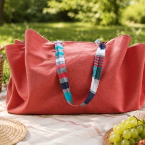 sac rond coulissant orange corail cousu main, sac viral Instagram, accesoire tendance 2026